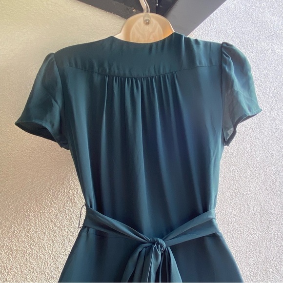 WAYF The Zoey Short Sleeve Wrap Pine Green Gown - Picture 9 of 11